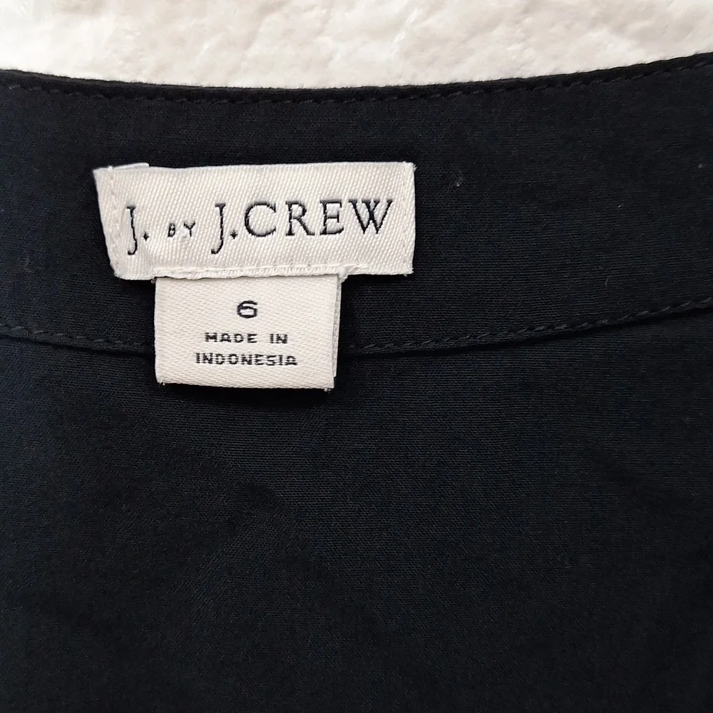 J. CREW Black Flutter Sleeve Peplum Top with Belt